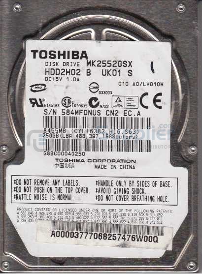 Ανάκτηση δεδομένων σκληρών δίσκων Toshiba MK2552GSX
